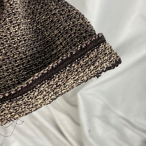 St John Tan tweed knit blazer w/ leather lined belt - Picture 7 of 9